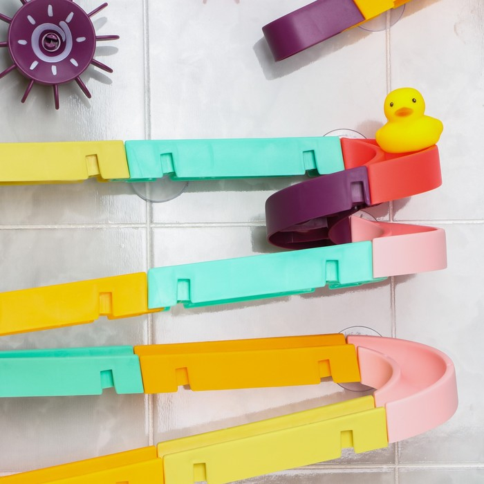 Игрушка для ванны &laquo;Водная горка&raquo;, 22 детали, 8 игрушек, ковш, на присосках, Крошка Я