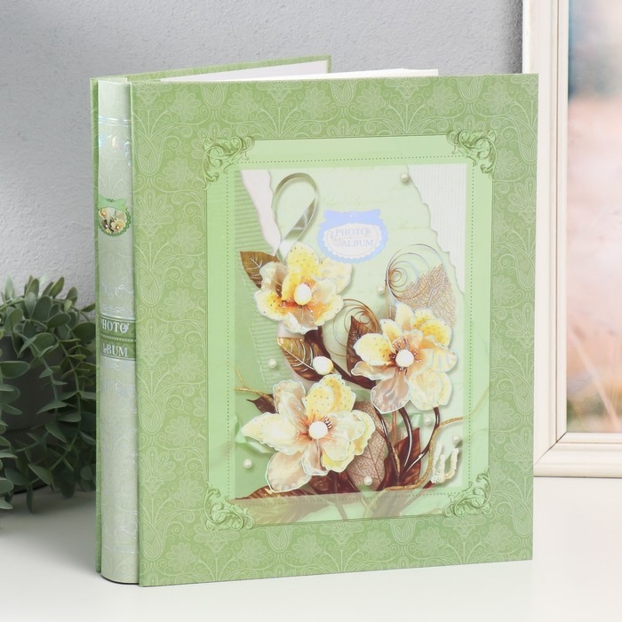 Фотоальбом на 400 фото 10х15 см "Букет и растительные узоры" в коробке МИКС 5,7х27,3х33 см