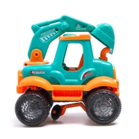 Трактор «Стройка», подвижные детали, свет и звук, работает от батареек, цвет бирюзовый Трактор «Стройка», подвижные детали, свет и звук, работает от батареек, цвет бирюзовый