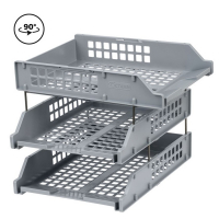 Набор лотков для бумаг горизонтальных Стамм STRONG, 3 штуки, на металлических стержнях, серый