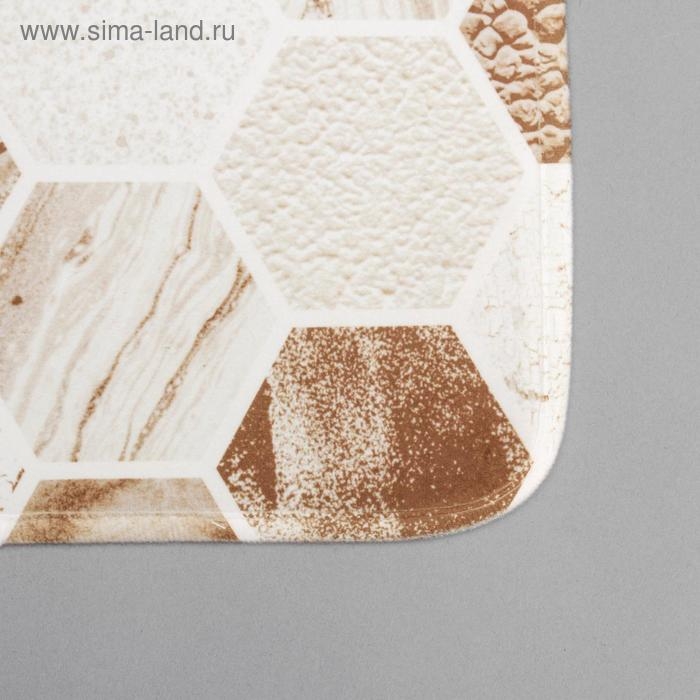 Набор ковриков для ванной и туалета Доляна &laquo;Соты&raquo;, 2 шт: 79&times;50, 50&times;39 см, цвет коричнево-бежевый