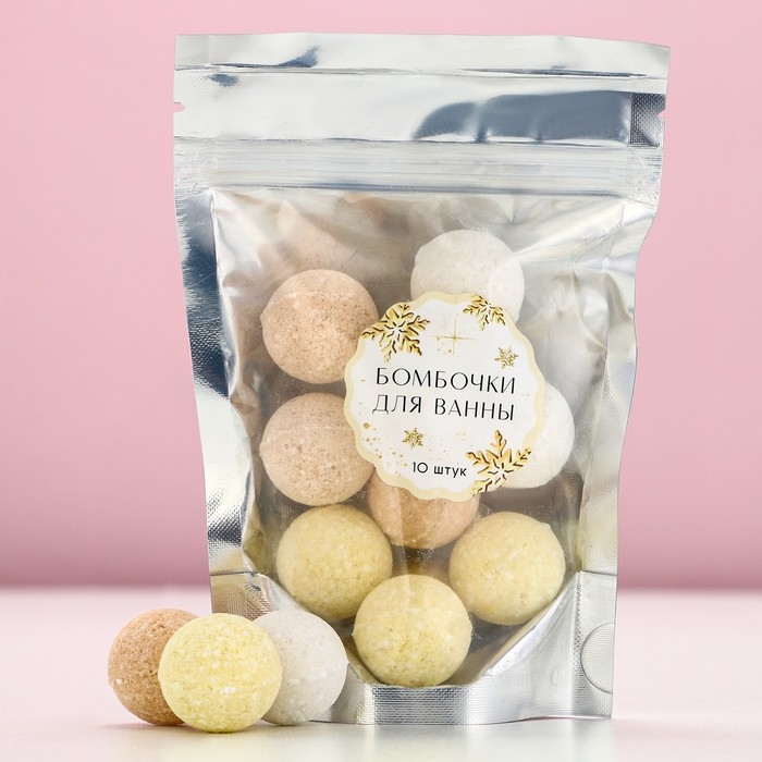 Подарочный набор косметики новогодний, бомбочки для ванны, 10 х 10 г, аромат ванили и шоколада, Новый Год Подарочный набор косметики новогодний, бомбочки для ванны, 10 х 10 г, аромат ванили и шоколада, Новый Год
