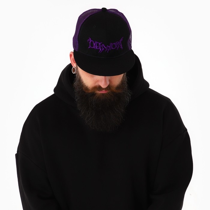 Кепка мужская с прямым козырьком Demon, цвет чёрный, сетка, р-р 56 Кепка мужская с прямым козырьком Demon, цвет чёрный, сетка, р-р 56