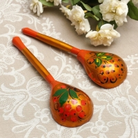 Ложка полубаская «Традиционная», золото, 19×6 см, хохлома Ложка полубаская «Традиционная», золото, 19×6 см, хохлома