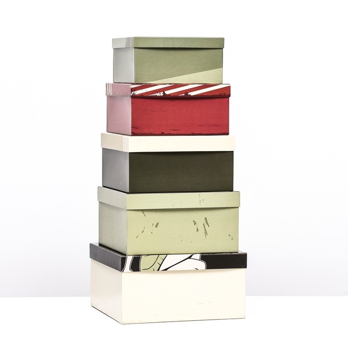 Набор коробок 5 в 1 Набор коробок 5 в 1 "23 февраля", 25,5 х 25,5 х 13 - 18 х 18 х 9 см