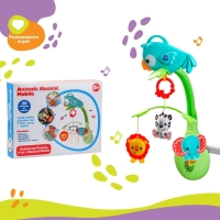 Мобиль музыкальный на кроватку &laquo;Тропический лес. Попугайчик&raquo;, 3 игр., на батарейках, съемный муз.блок