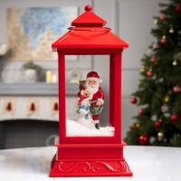 Светодиодная фигура &laquo;Фонарь с Дедом Морозом и снеговиком&raquo; 18 &times; 41 &times; 18 см, пластик, батарейки ААх3 (не в комплекте), USB, свечение белое