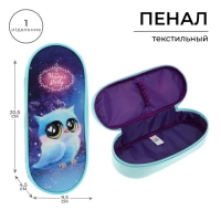 Пенал-футляр 95 х 205 х 45 мм, мягкий, текстильный, Calligrata, ПМК 27-20 резинка на клапане, "Совушка" Пенал-футляр 95 х 205 х 45 мм, мягкий, текстильный, Calligrata, ПМК 27-20 резинка на клапане, "Совушка"