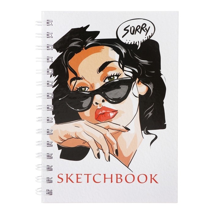 Скетчбук А5, 80 листов на гребне по длинной стороне "На стиле", твёрдая обложка, блок 100 г/м&sup2;