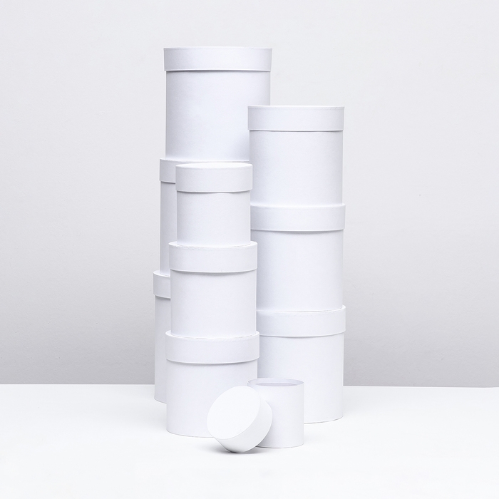 Набор круглых коробок 10 в 1 Белизна,23х23 - 13-13 см Набор круглых коробок 10 в 1 Белизна,23х23 - 13-13 см