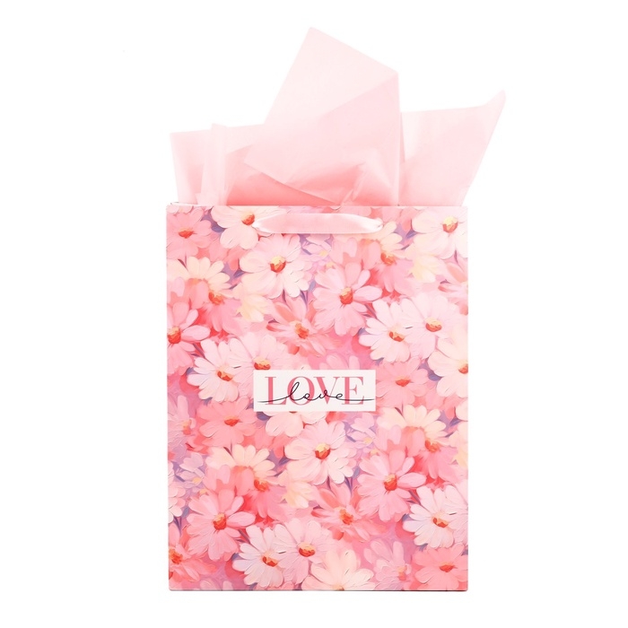 Пакет ламинированный двухсторонний &laquo;Цветы&raquo;, с тишью и открыткой, L, 40 &times; 31 &times; 11,5