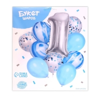 Набор воздушных шаров "1 годик", для мальчика, латекс, фольга, 10 шт.