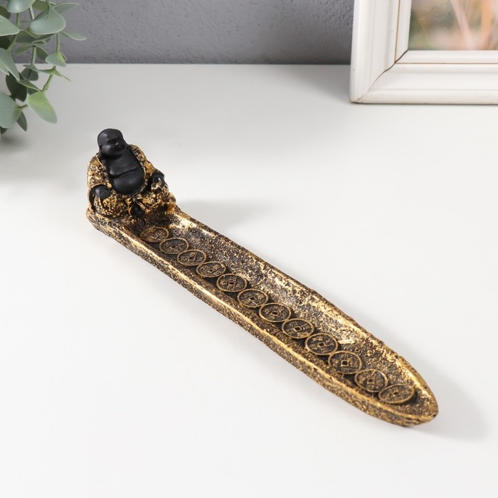 Подставка под благовония Подставка под благовония "Хотей в золотом халате" золото 22,5х4,5х5 см