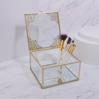 Органайзер для хранения «GREAT», с крышкой, стеклянный, с зеркальным дном, 1 секция, 15 × 15 × 8,5 см, цвет прозрачный/медный Органайзер для хранения «GREAT», с крышкой, стеклянный, с зеркальным дном, 1 секция, 15 × 15 × 8,5 см, цвет прозрачный/медный