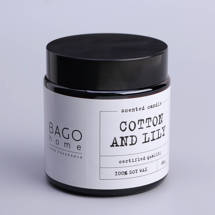 Свеча ароматическая в банке Свеча ароматическая в банке "Хлопок и лилия", совый воск, 88 г