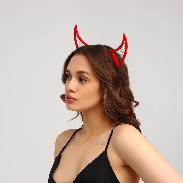 Хэллоуин. Ободок для волос карнавальный &laquo;Чёртик&raquo;, красный