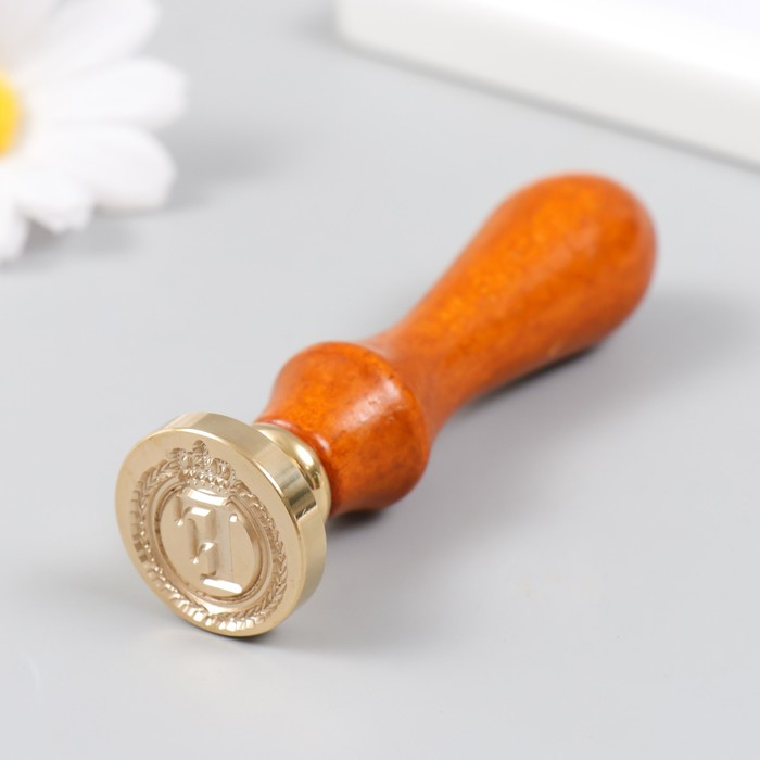 Печать для сургуча с деревянной ручкой Печать для сургуча с деревянной ручкой "Корона с буквой F" 9х2,5х2,5 см