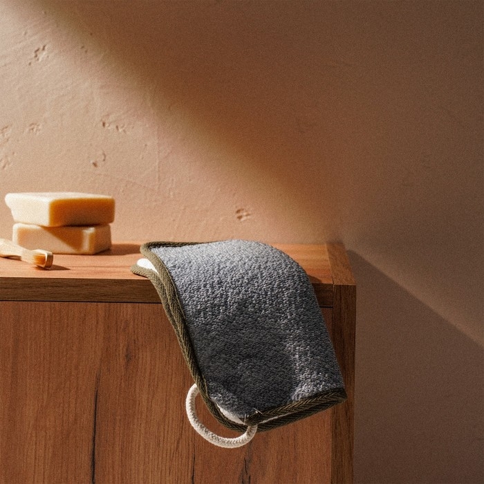 Мочалка массажная SL Home &laquo;Ортика&raquo;, бамбуковое волокно, 21&times;20,5 см, цвет серый