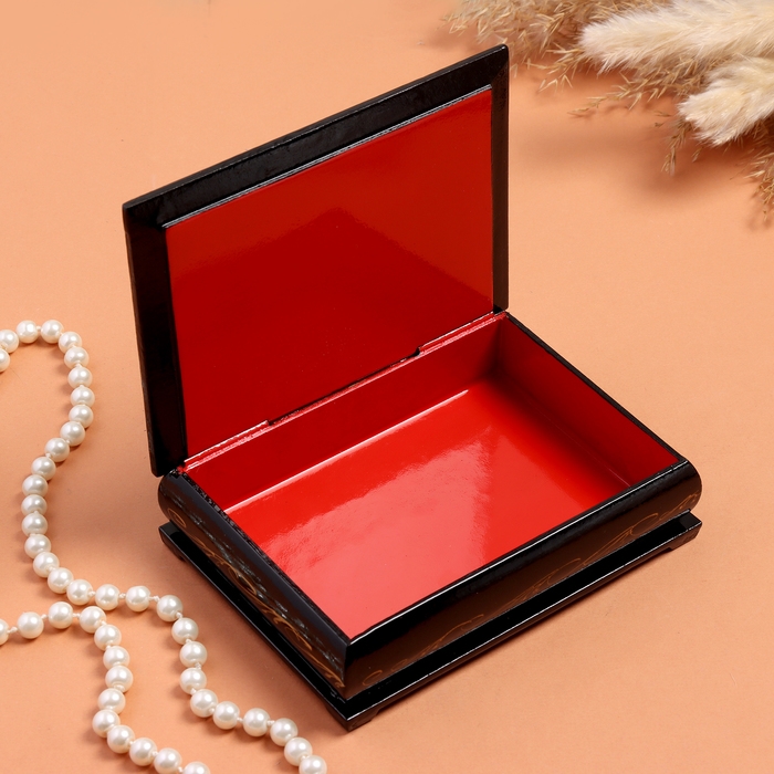 Шкатулка &laquo;Зимний ручей&raquo;, черная, 10х14 см, лаковая миниатюра