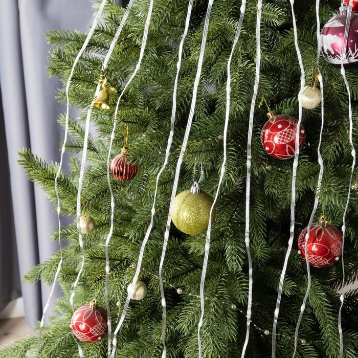 Умная гирлянда &laquo;Конский хвост&raquo; 10 нитей по 1 м роса, IP20, серебристая нить, 100 LED, пульт ДУ, приложение, свечение RGB, USB