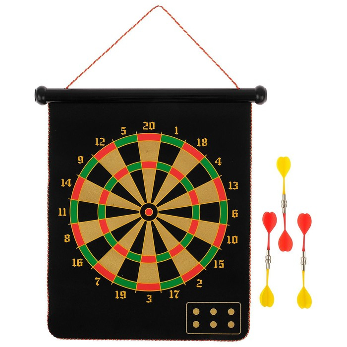 Дартс ONLYTOP, магнитное полотно диаметром 38 см, 6 дротиков