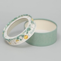 Коробка для макарун тубус с окном &laquo;Новогодние игрушки&raquo;, 12 х 12 х 5 см, Новый год