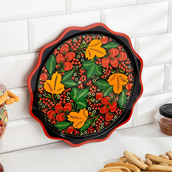 Тарелка &laquo;Блинная&raquo;, хохлома D-30