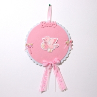 Декоративное украшение (подвеска) "Аист с девочкой" 27х27х46 см, розовый Декоративное украшение (подвеска) "Аист с девочкой" 27х27х46 см, розовый