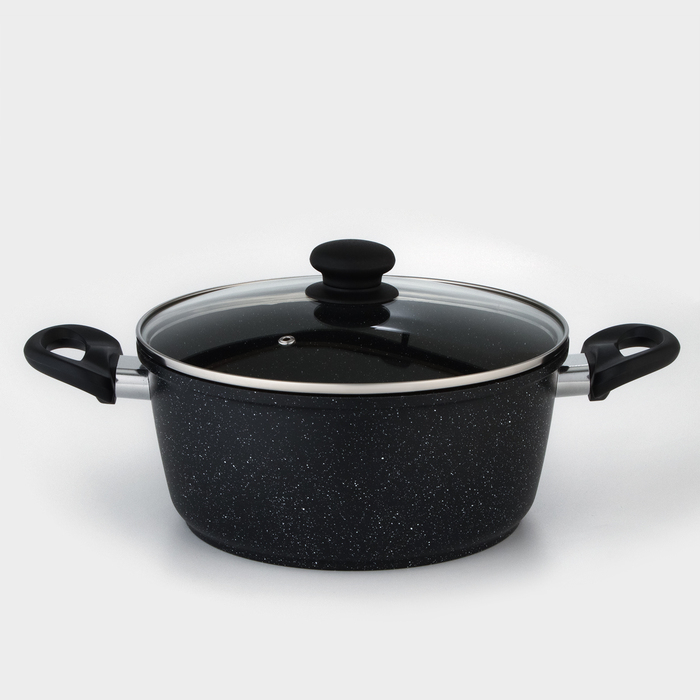 Кастрюля Доляна &laquo;Элит&raquo;, 4 л, d=26 см, h=11 см, антипригарное покрытие, стеклянная крышка