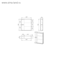 Зеркало-шкаф для ванной комнаты "Тура" З.00-6000, 15,4 х 60 х 70 см
