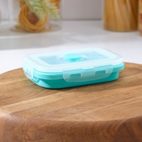 Контейнер складной с крышкой Доляна &laquo;Коста&raquo;, 400 мл, 12,5&times;9&times;6,4 см, цвет бирюзовый