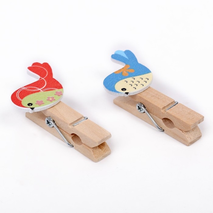 Прищепки декоративные с веревкой для подвеса «Весенние птички» набор 10 шт. Прищепки декоративные с веревкой для подвеса «Весенние птички» набор 10 шт.