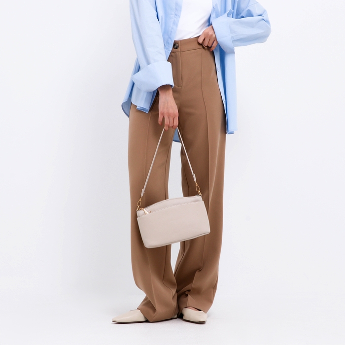 Сумка женская кросс-боди на молнии, цвет бежевый