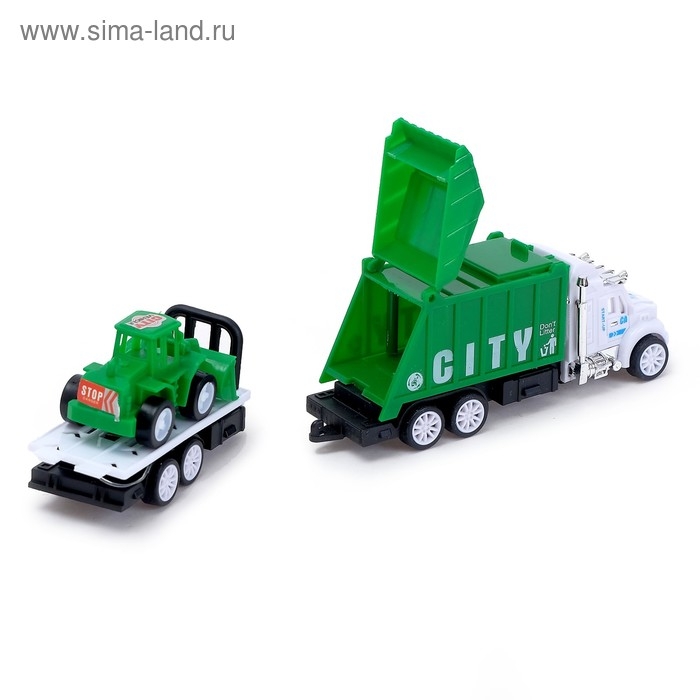 Грузовик инерционный «Городские службы» с трактором, МИКС Грузовик инерционный «Городские службы» с трактором, МИКС