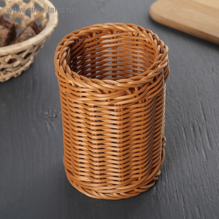 Подставка для столовых приборов Доляна, 13×10×10 см, цвет коричневый Подставка для столовых приборов Доляна, 13×10×10 см, цвет коричневый