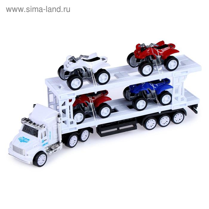Грузовик инерционный «Автовоз», с 4 квадроциклами, МИКС Грузовик инерционный «Автовоз», с 4 квадроциклами, МИКС