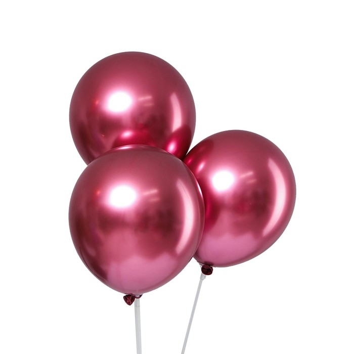 Шар латексный 12" &laquo;Хром&raquo;, металл, в наборе 5 шт., цвет фуксия
