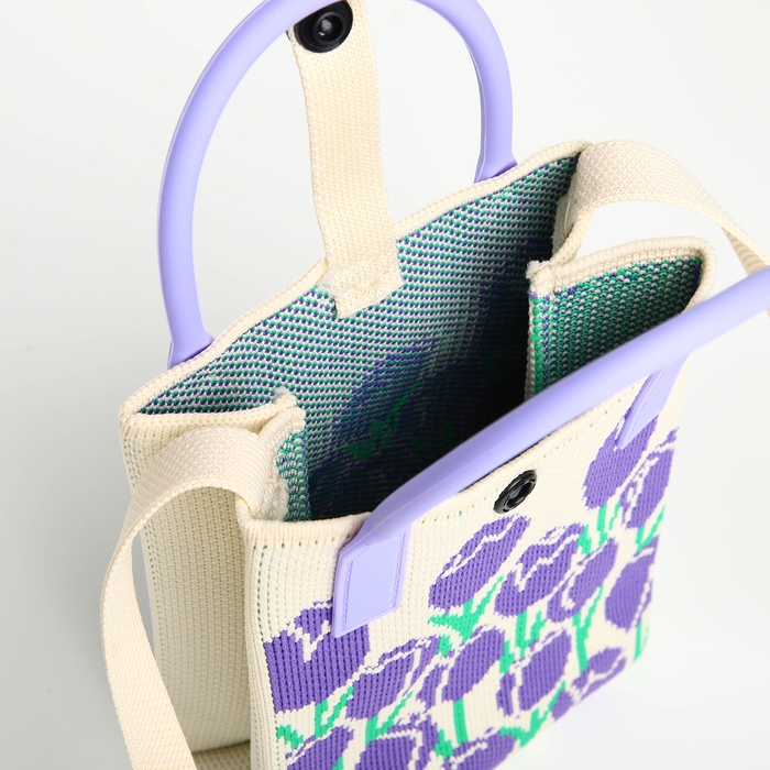 Сумка на кнопке &laquo;Выбражулька&raquo;, цвет бежевый/сиреневый