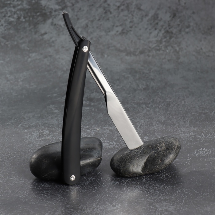 Опасная бритва, шаветт, без лезвия, 16,5/24 &times; 2,5 &times; 1,3 см, пластиковая, цвет чёрный/серебристый