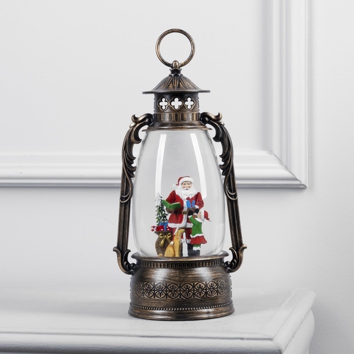 Светодиодная фигура &laquo;Фонарь с Дедом Морозом&raquo; 15 &times; 30 &times; 12.5 см, пластик, батарейки ААх3 (не в комплекте), USB, свечение тёплое белое