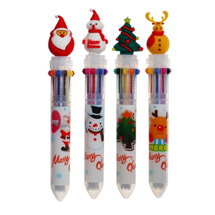 Новый год. Ручка шариковая автоматическая Calligrata, 10 цветов, МИКС Новый год. Ручка шариковая автоматическая Calligrata, 10 цветов, МИКС