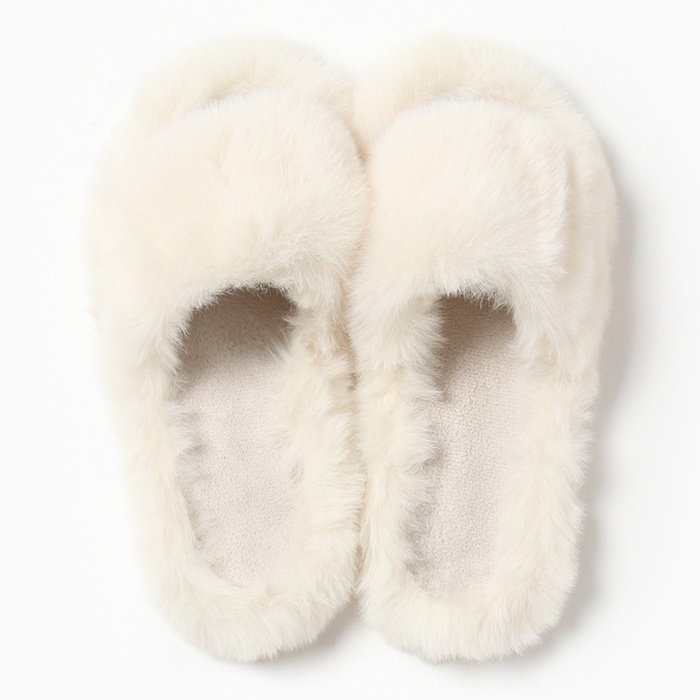 Тапочки женские с открытым носом, размер 38, молочный Тапочки женские с открытым носом, размер 38, молочный