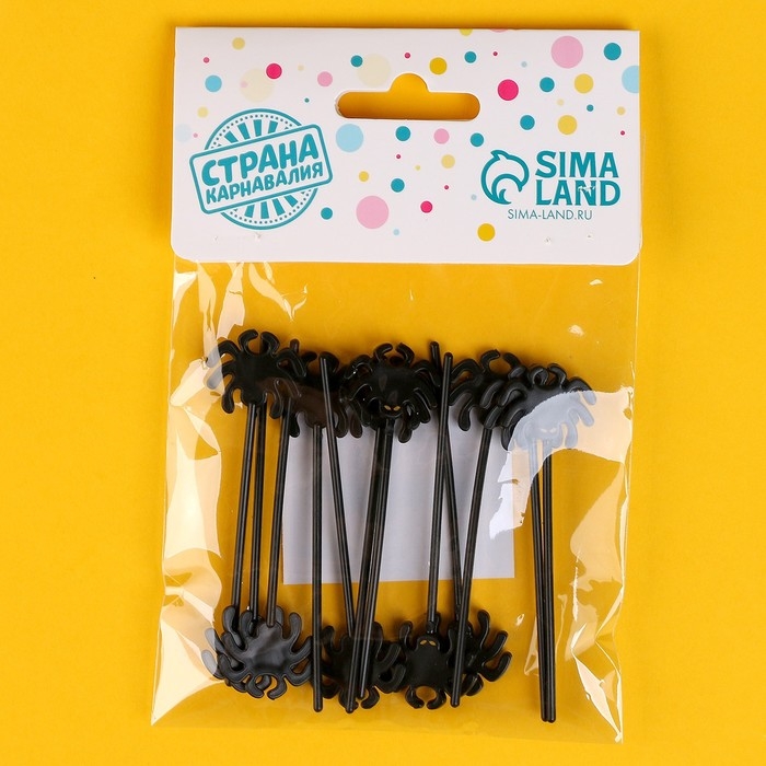 Шпажки &laquo;Паук&raquo;, в наборе 12 штук, цвет чёрный