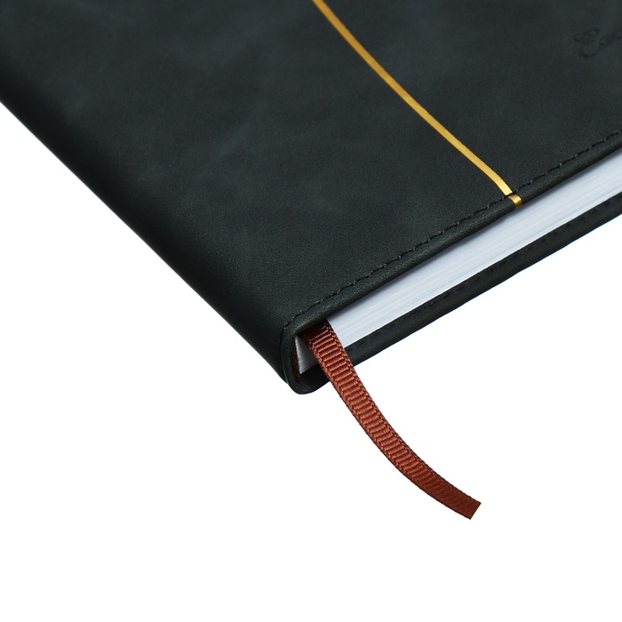 Ежедневник недатированный, А5, 140л, клетка, обл.кожзам, Стиль, синий