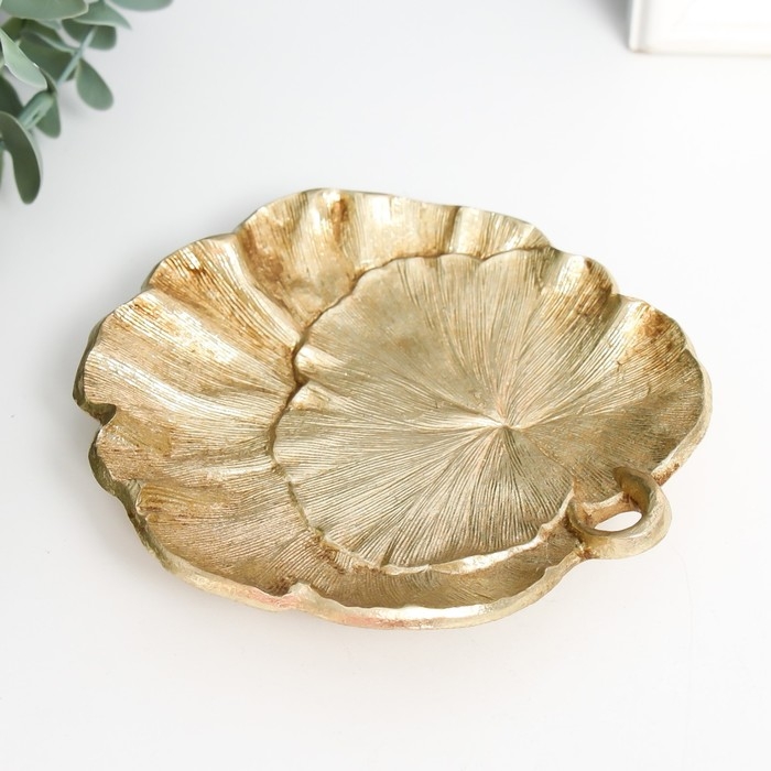 Тарелка декоративная полистоун Тарелка декоративная полистоун "Листья" золото 1,5х13х12 см
