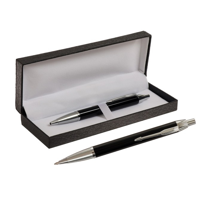 Ручка подарочная шариковая, в кожзам футляре, автоматическая, ПБ IM, корпус чёрный/серебро Ручка подарочная шариковая, в кожзам футляре, автоматическая, ПБ IM, корпус чёрный/серебро