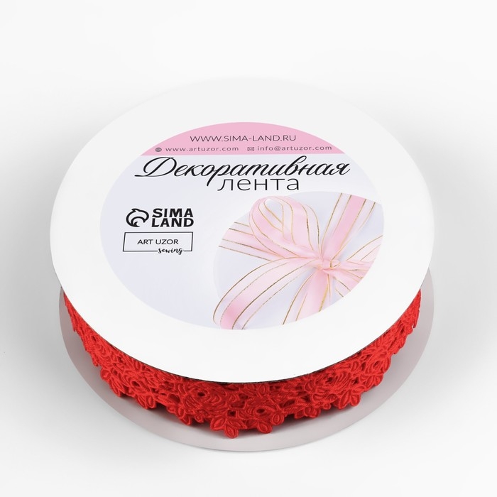 Лента фигурная «Розы», 25 мм, 9 ± 0,5 м, цвет красный Лента фигурная «Розы», 25 мм, 9 ± 0,5 м, цвет красный