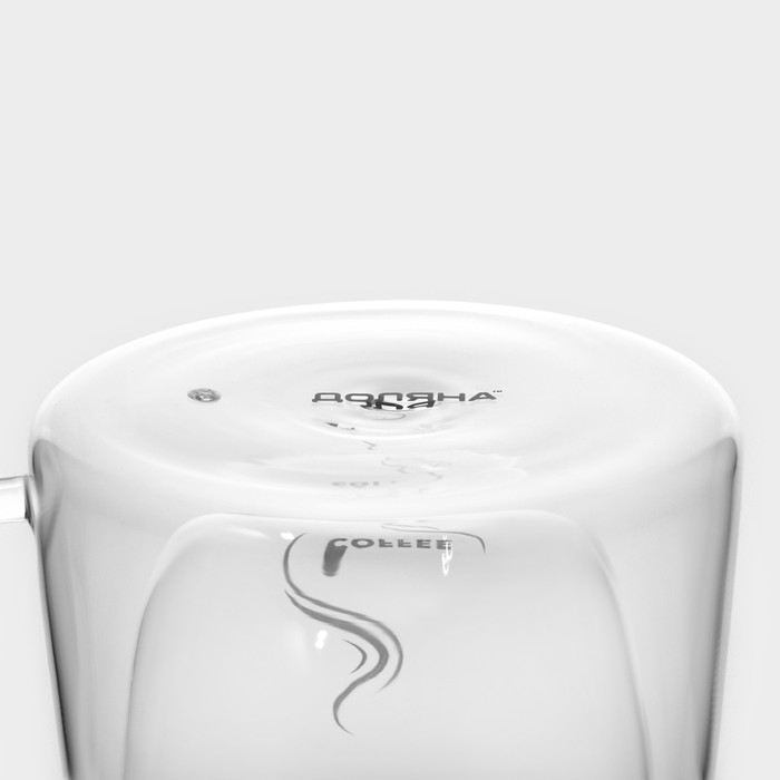 Набор стеклянных кружек с двойными стенками Доляна &laquo;Кофе&raquo;, 200 мл, 13&times;9,5&times;8 см, 2 шт