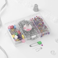 Набор булавок: портновские, с круглым концом, английские, 22 / 37 / 40 мм, 422 шт, цвет разноцветный Набор булавок: портновские, с круглым концом, английские, 22 / 37 / 40 мм, 422 шт, цвет разноцветный