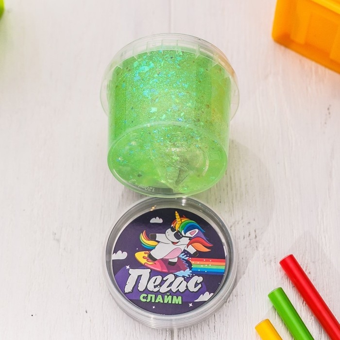 Слайм &laquo;Пегас&raquo; Битое стекло, зелёный, 90 г